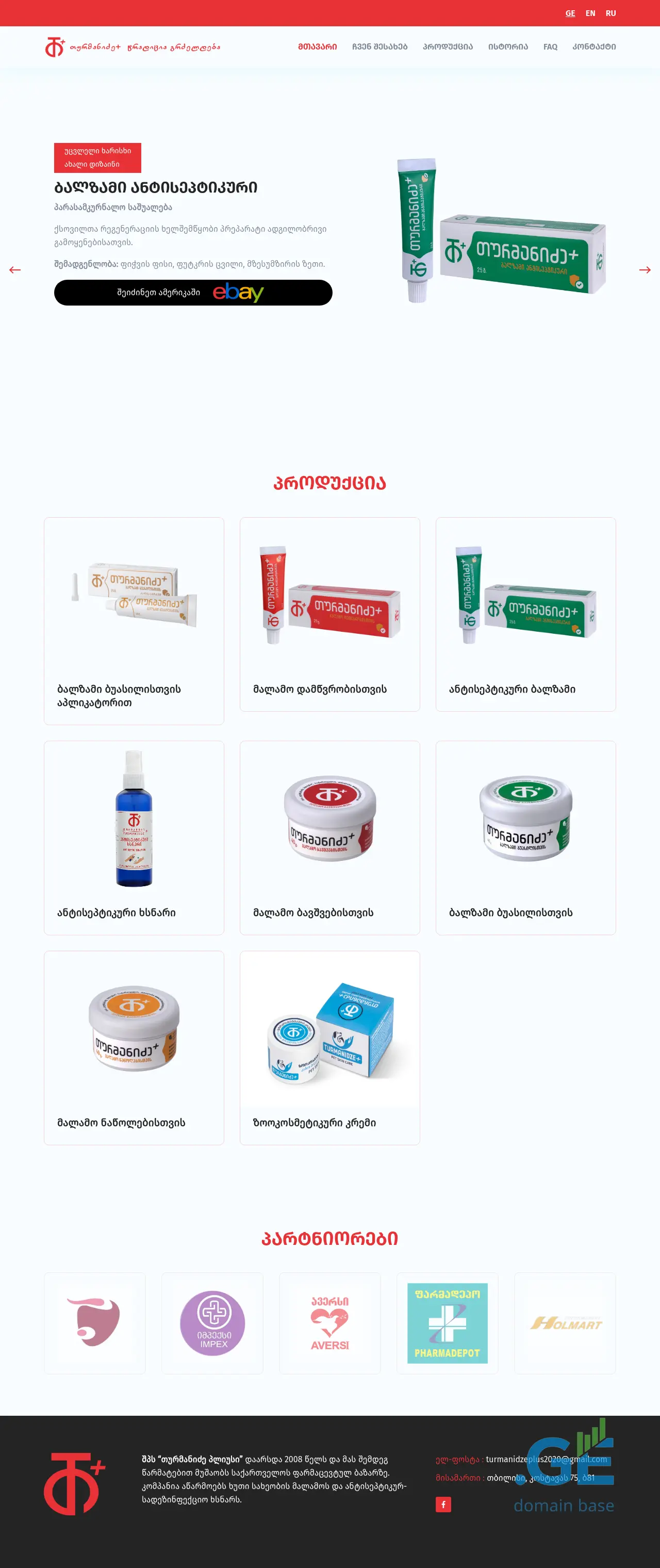 Screenshot of the site turmanidzeplus.ge