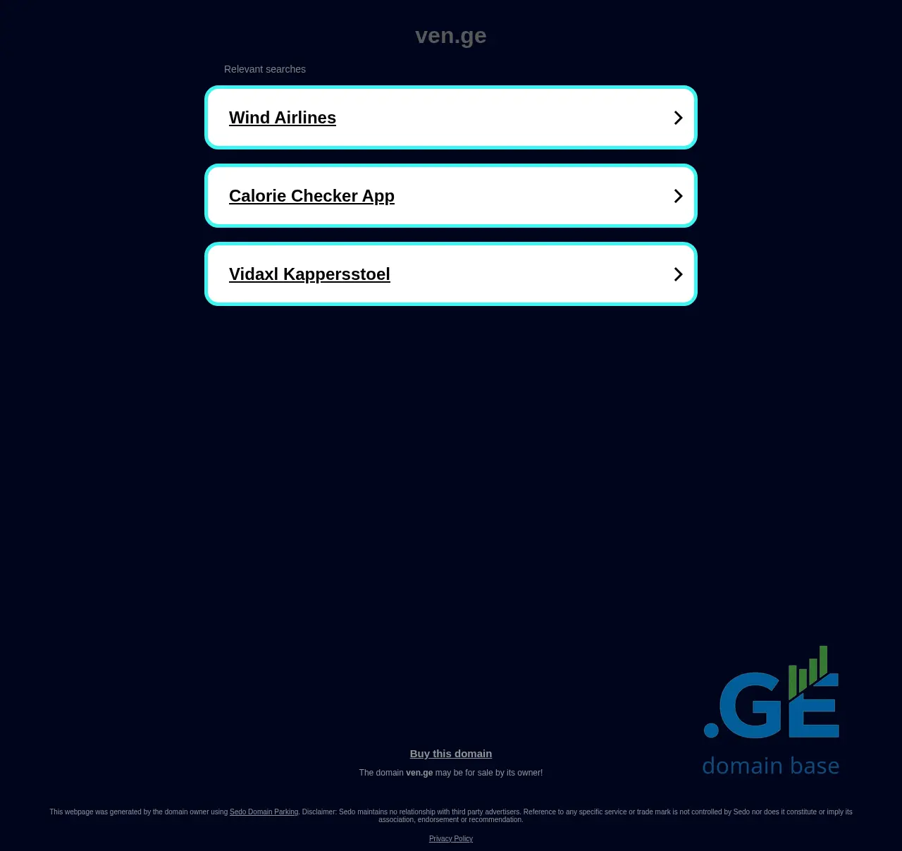 Screenshot of the site ven.ge