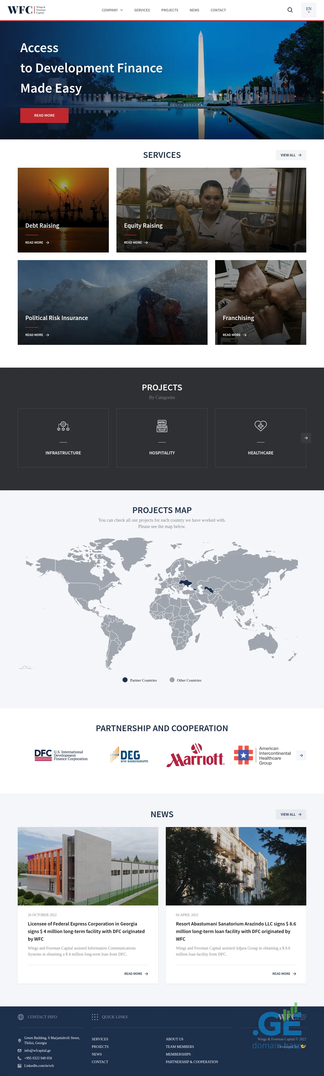 Screenshot of the site wfcapital.ge