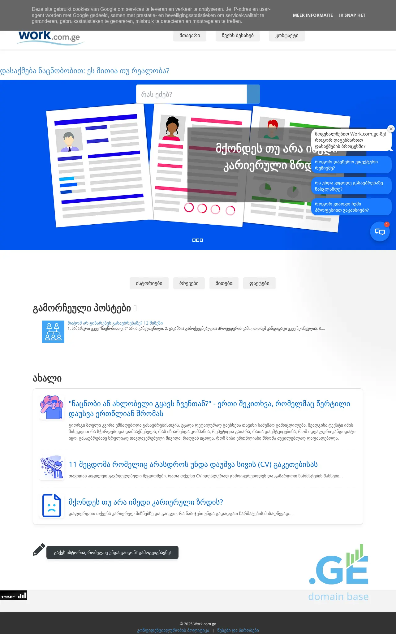 Screenshot of the site work.com.ge