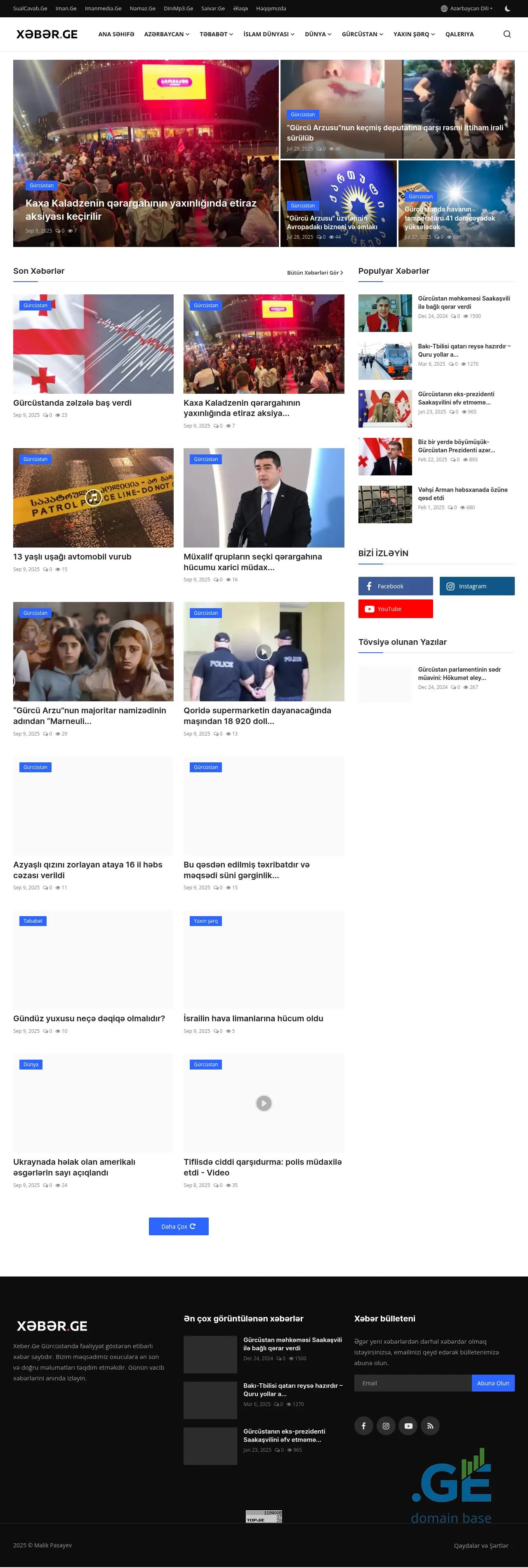 Screenshot of the site xeber.ge