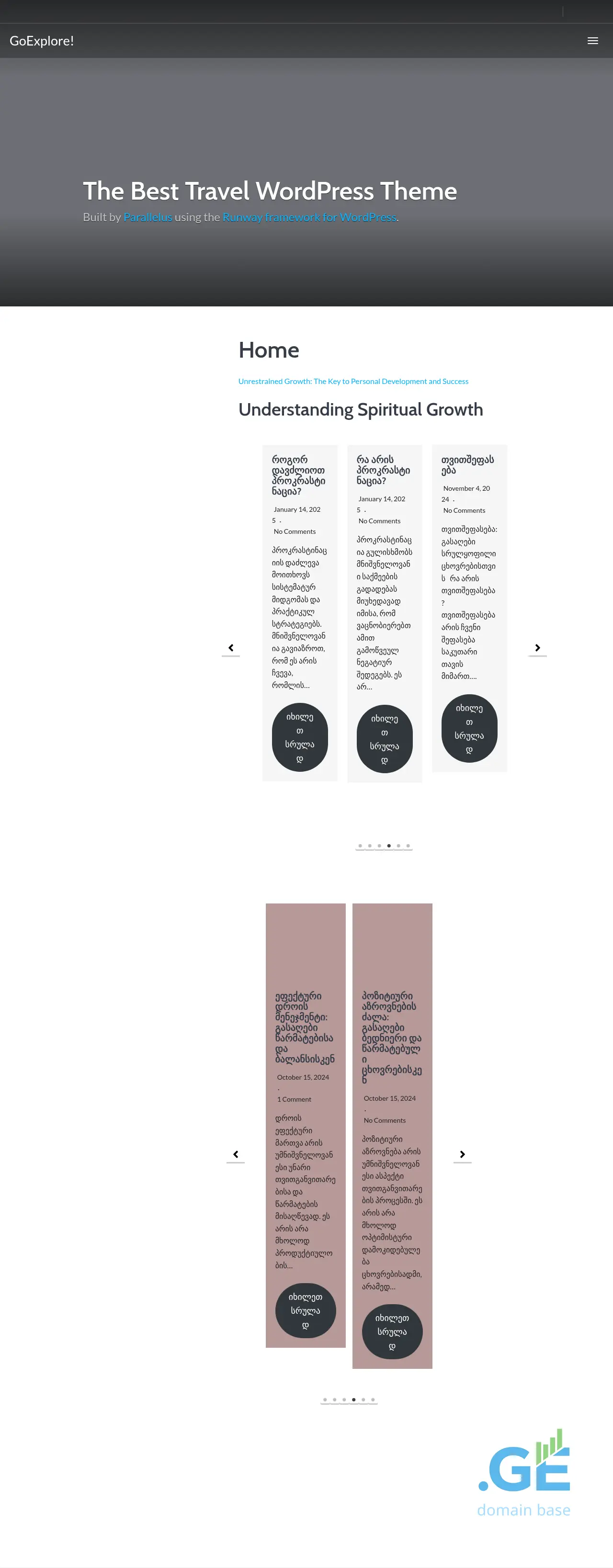 Screenshot of the site zrda.ge